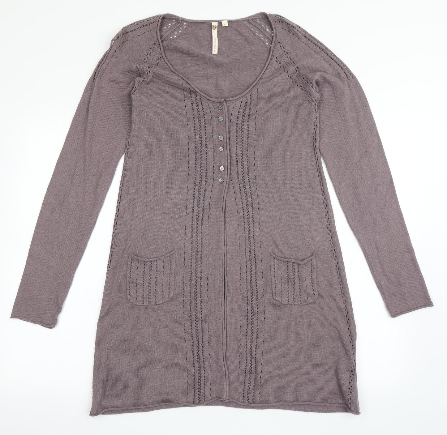 White Stuff Womens Purple Scoop Neck  Cotton Cardigan Jumper Size 12