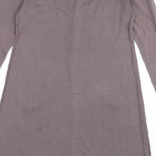 White Stuff Womens Purple Scoop Neck  Cotton Cardigan Jumper Size 12