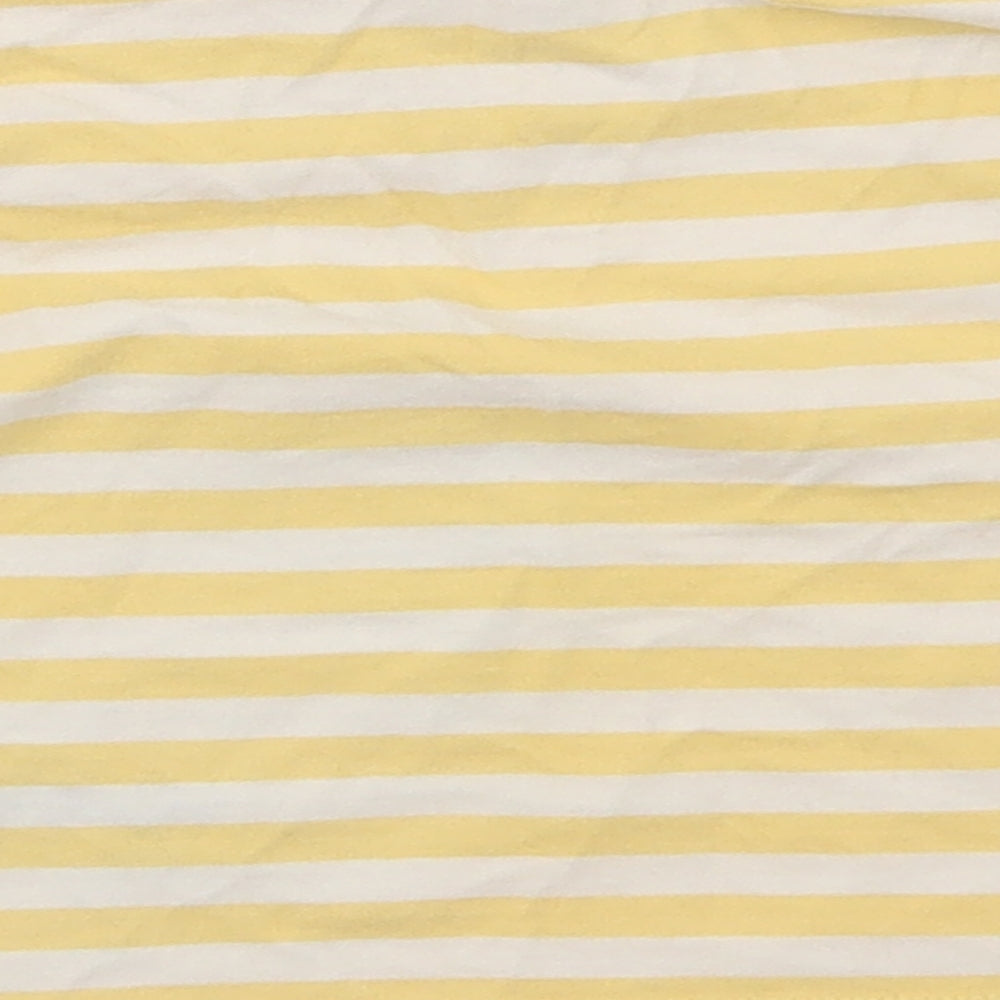 Marks and Spencer Boys Yellow Striped Cotton Basic T-Shirt Size 3-6 Months Crew Neck Snap - Lion