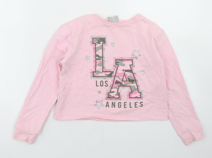 Matalan Girls Pink  Cotton Pullover Sweatshirt Size 8 Years   - Cropped, LA