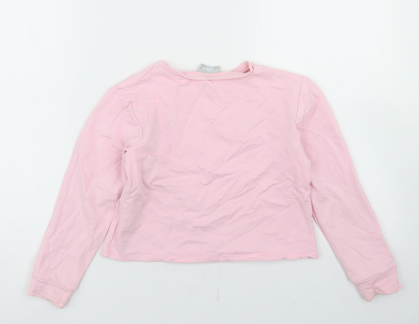 Matalan Girls Pink  Cotton Pullover Sweatshirt Size 8 Years   - Cropped, LA