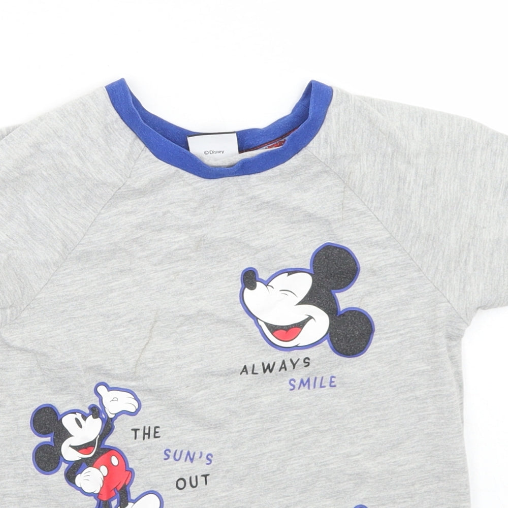 George Boys Grey  Cotton Basic T-Shirt Size 5-6 Years Crew Neck  - Mickey Mouse