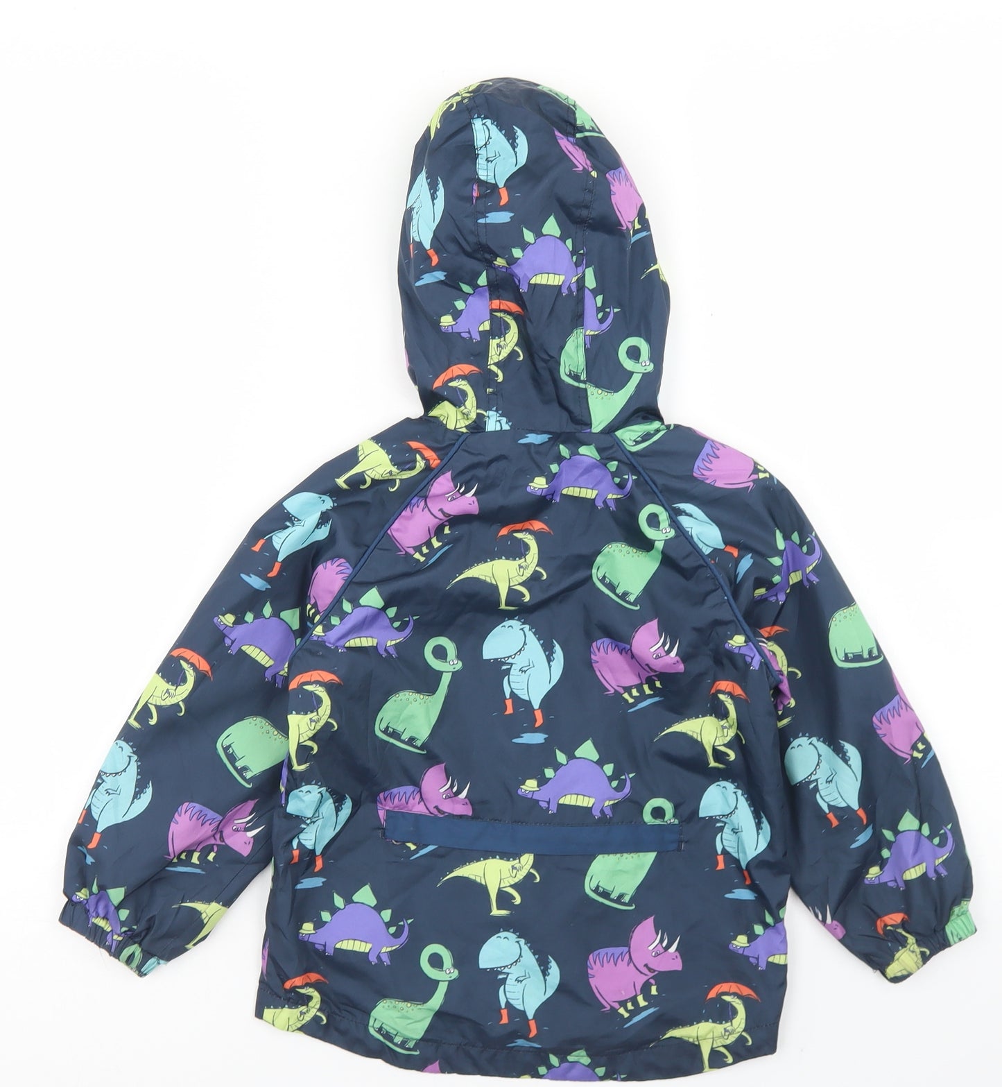 TU Boys Blue Geometric  Windbreaker Jacket Size 3-4 Years  Zip - Fleece Lined, Dinosaur Print