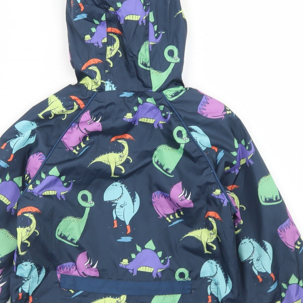TU Boys Blue Geometric  Windbreaker Jacket Size 3-4 Years  Zip - Fleece Lined, Dinosaur Print