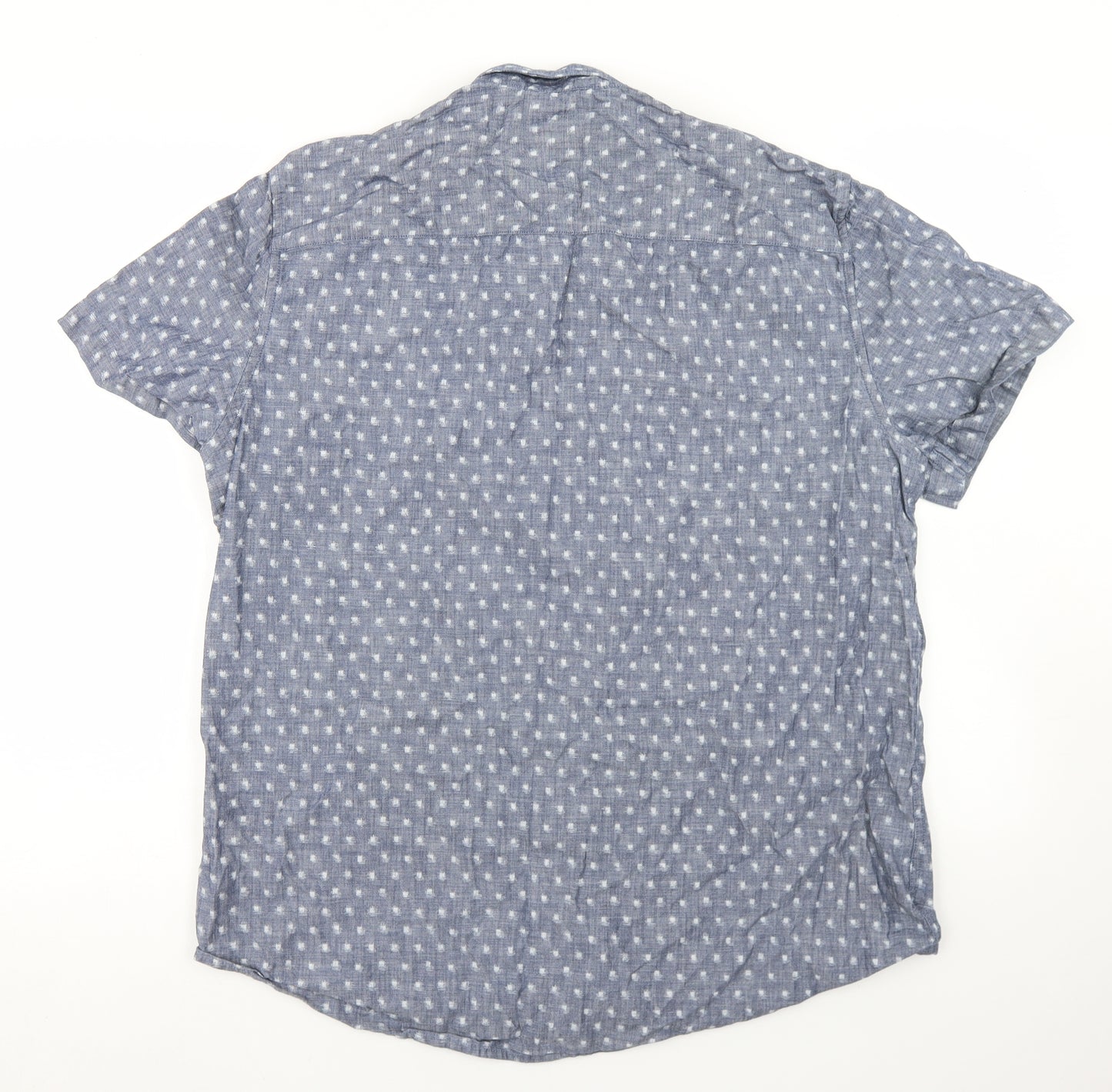 F&F Mens Blue Geometric Cotton  Button-Up Size XL Collared Button