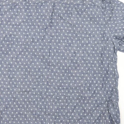 F&F Mens Blue Geometric Cotton  Button-Up Size XL Collared Button