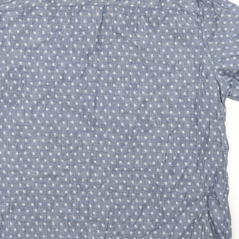 F&F Mens Blue Geometric Cotton  Button-Up Size XL Collared Button