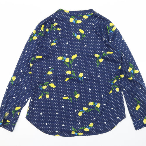 Madison + Monroe Womens Blue Polka Dot Polyester Tunic T-Shirt Size S Henley