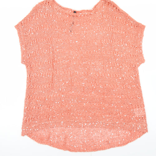 Quix Womens Pink Round Neck  Acrylic Pullover Jumper Size S