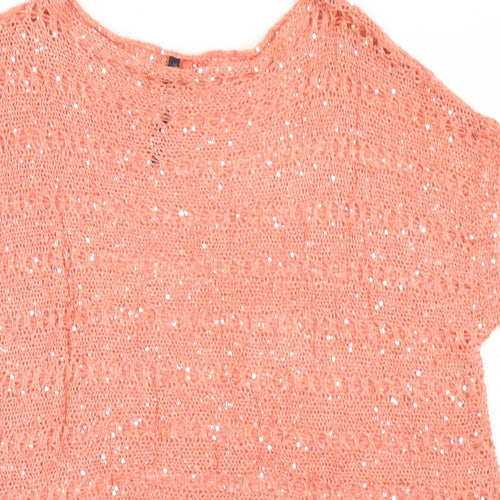 Quix Womens Pink Round Neck  Acrylic Pullover Jumper Size S