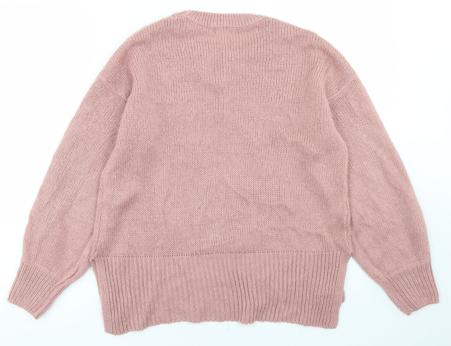 New Look Womens Pink Crew Neck  Acrylic Pullover Jumper Size S