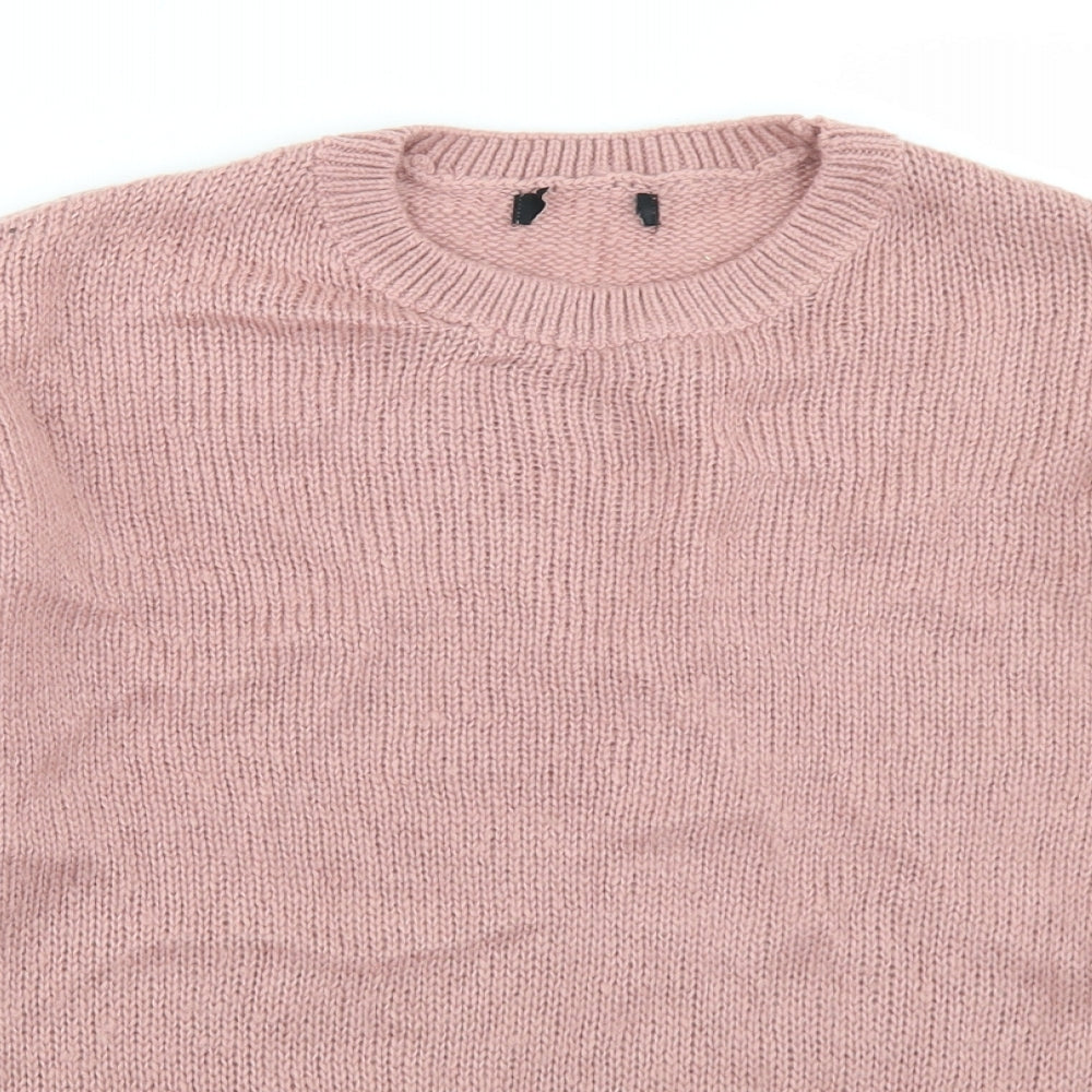 New Look Womens Pink Crew Neck  Acrylic Pullover Jumper Size S