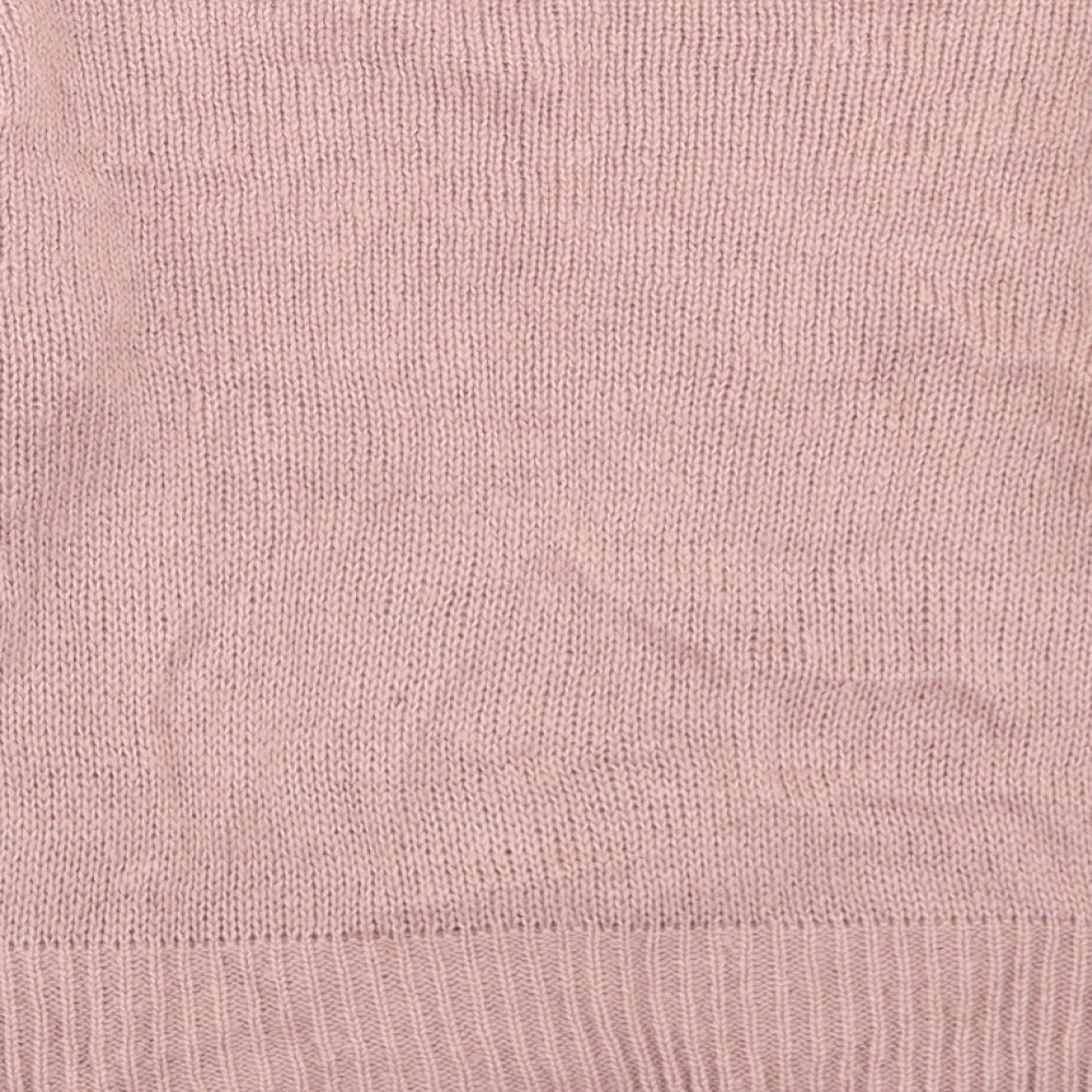 New Look Womens Pink Crew Neck  Acrylic Pullover Jumper Size S