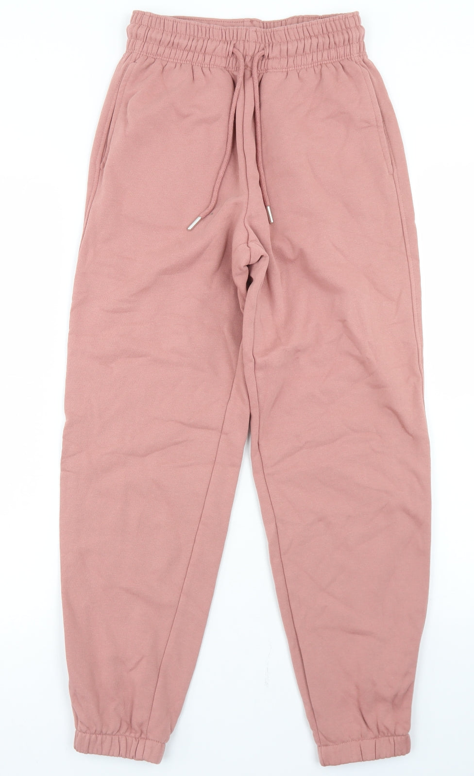 H&M Womens Pink  Cotton Jogger Trousers Size XS L27 in Regular Drawstring