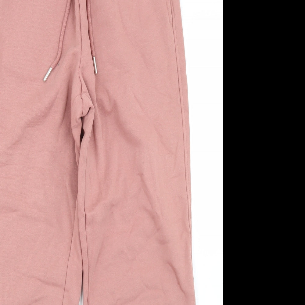 H&M Womens Pink  Cotton Jogger Trousers Size XS L27 in Regular Drawstring