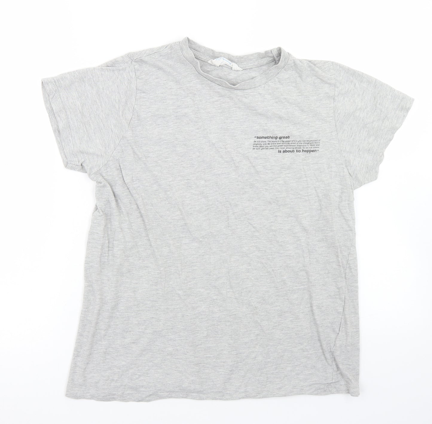 Primark Womens Grey  Cotton Basic T-Shirt Size S Crew Neck