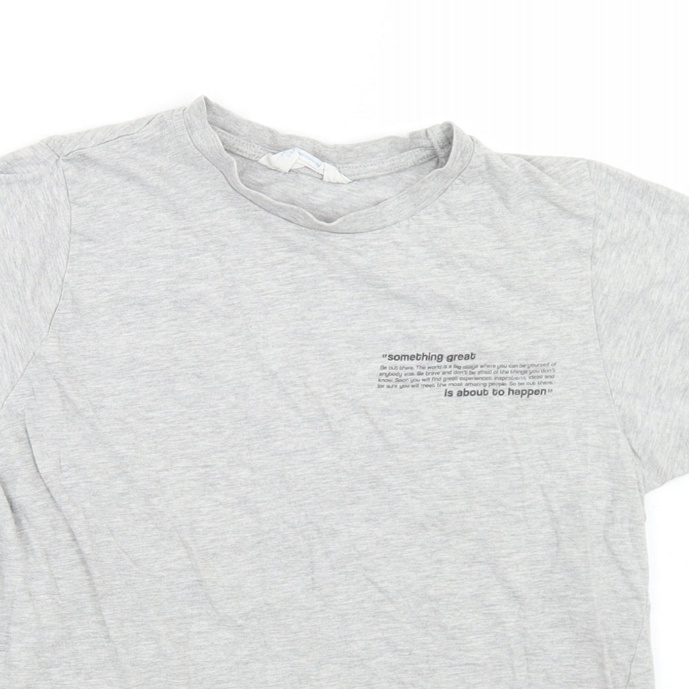 Primark Womens Grey  Cotton Basic T-Shirt Size S Crew Neck
