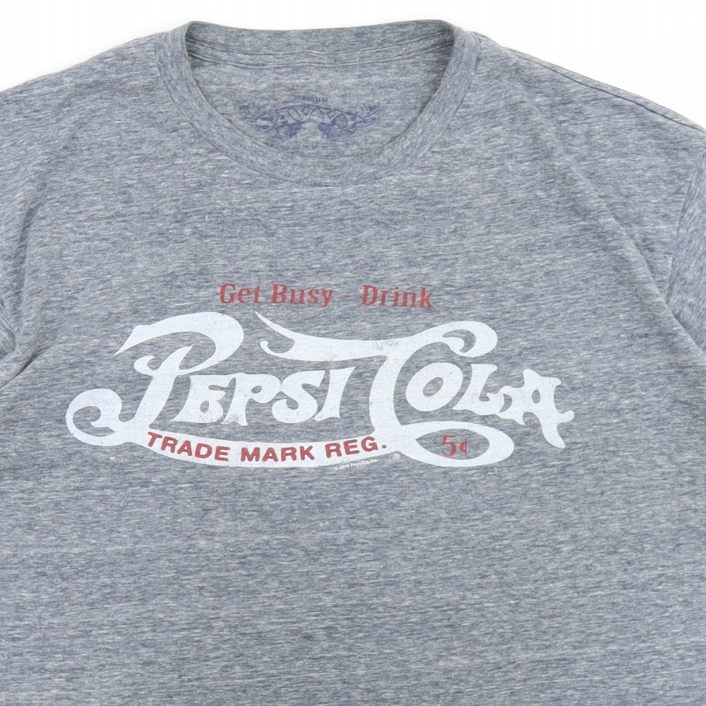 Savvy Mens Blue  Polyester  T-Shirt Size M Crew Neck  - Pepsi Cola