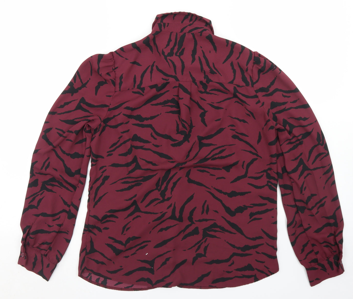 New Look Womens Purple Animal Print Polyester Basic Button-Up Size 10 Collared - Zebra Print