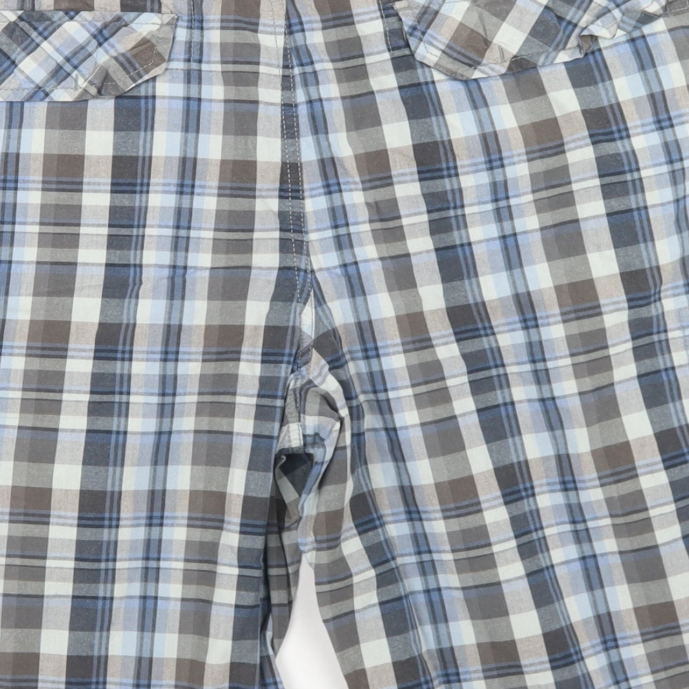 North Coast Mens Blue Check Cotton Cargo Shorts Size 42 in L12 in Regular Button
