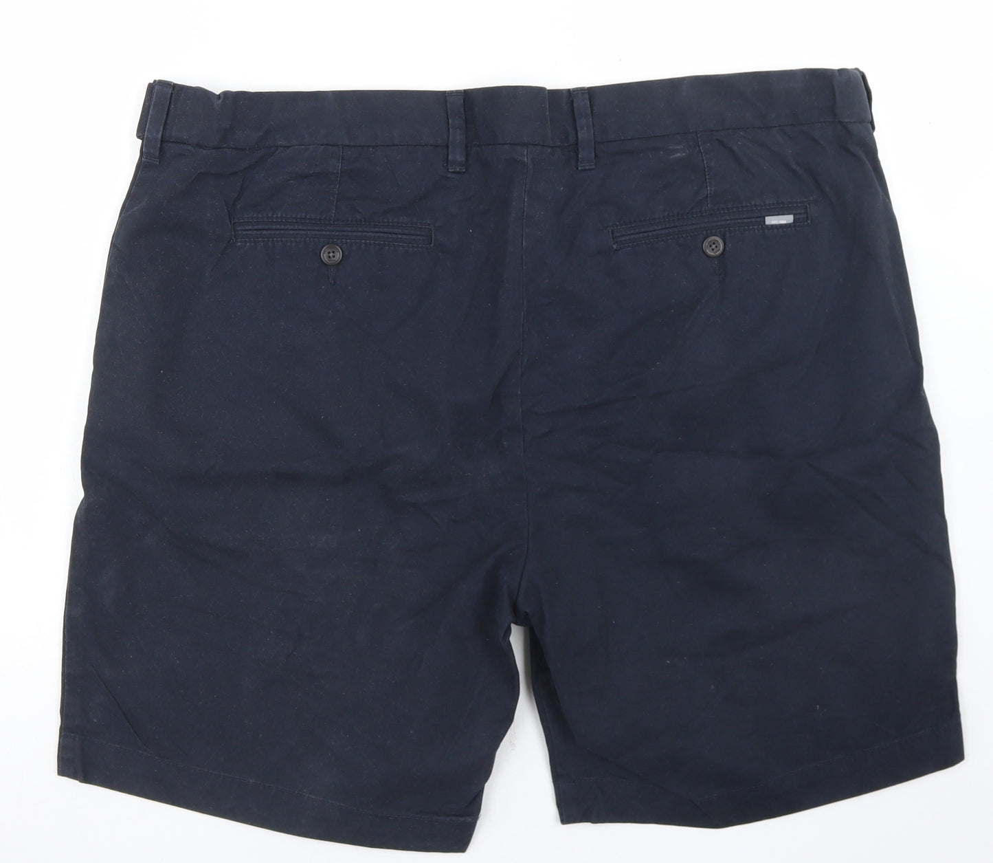 Marks and Spencer Mens Blue  Cotton Chino Shorts Size 42 in L6 in Regular Button