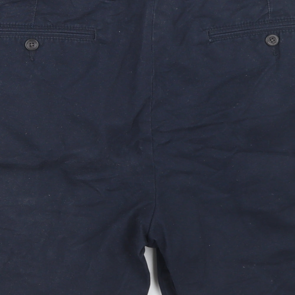 Marks and Spencer Mens Blue  Cotton Chino Shorts Size 42 in L6 in Regular Button