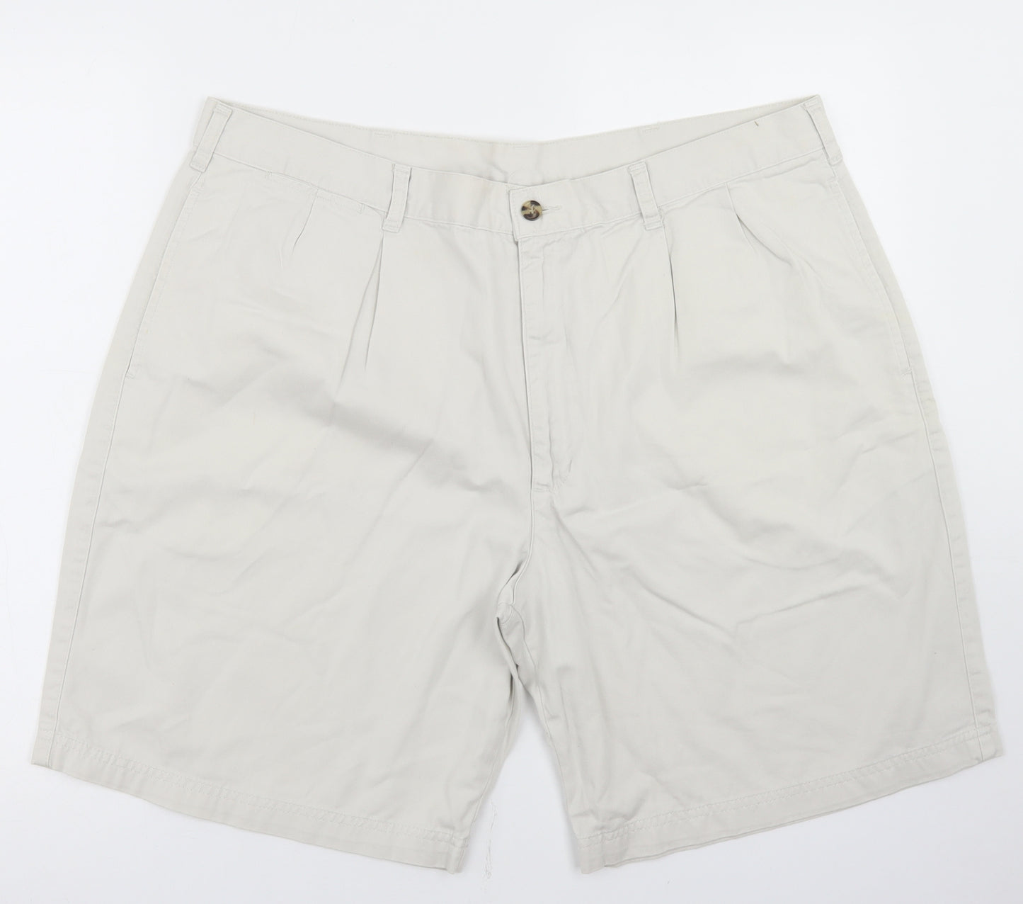 St Bernard Mens Beige  Cotton Chino Shorts Size 42 in L6 in Regular Button