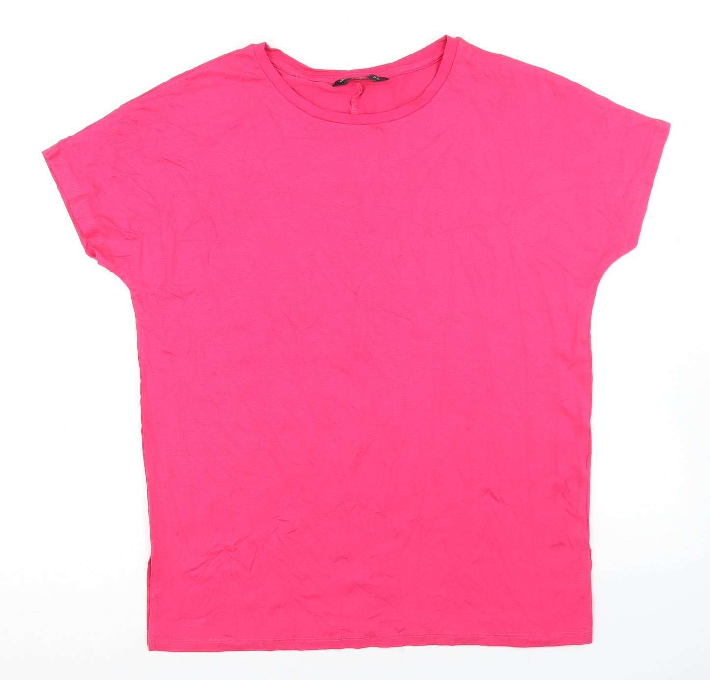 F&F Womens Pink  Polyester Basic T-Shirt Size 10 Crew Neck