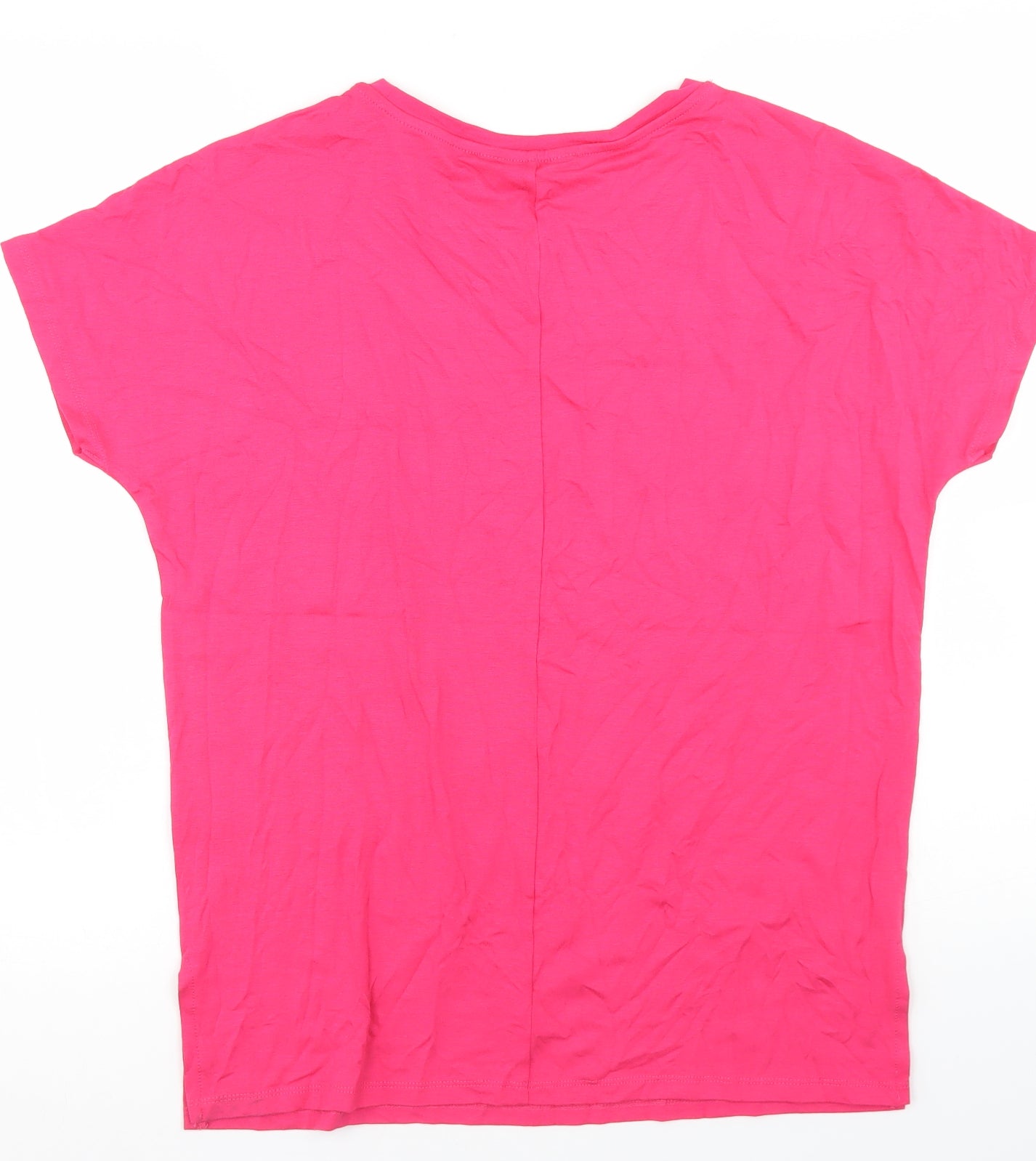 F&F Womens Pink  Polyester Basic T-Shirt Size 10 Crew Neck