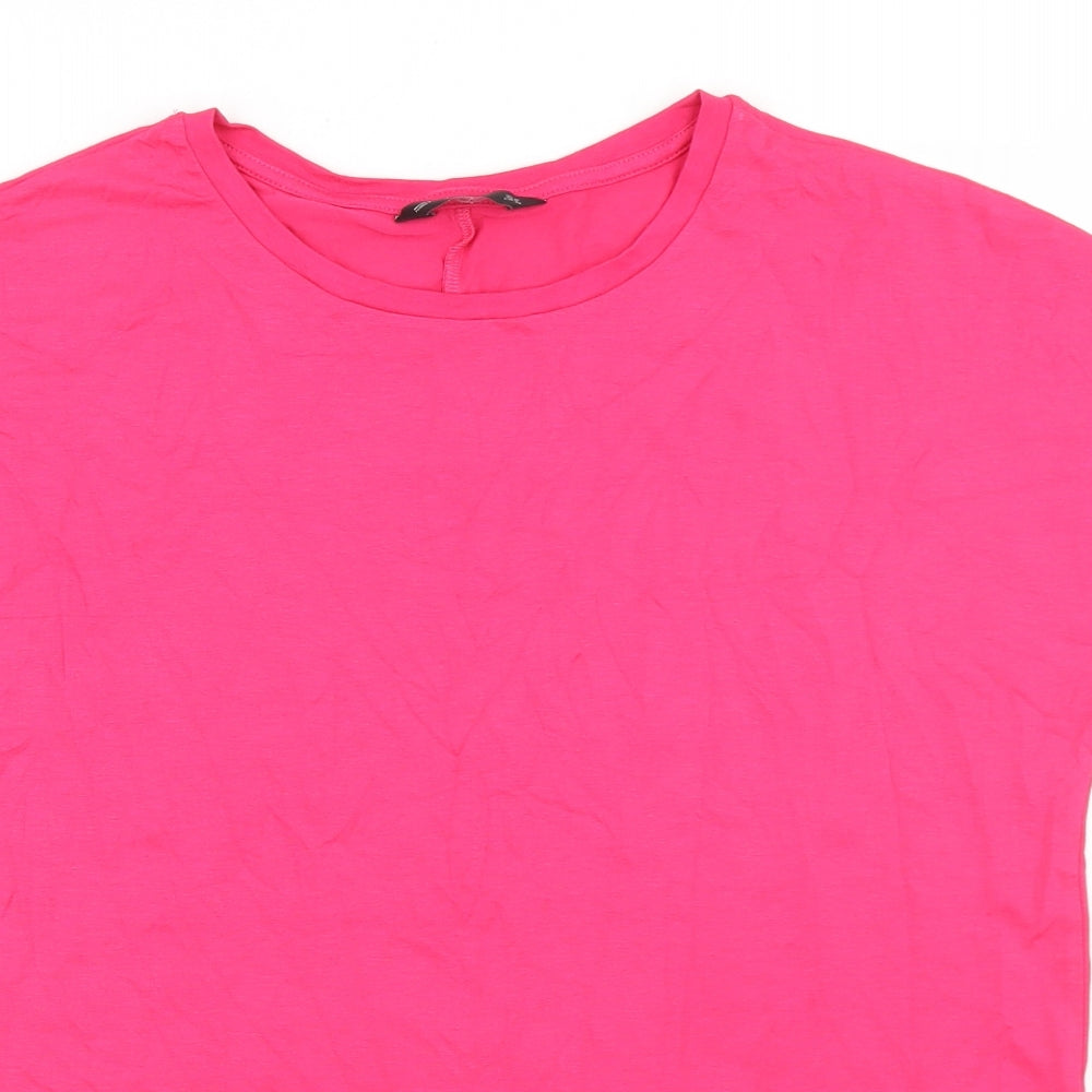 F&F Womens Pink  Polyester Basic T-Shirt Size 10 Crew Neck