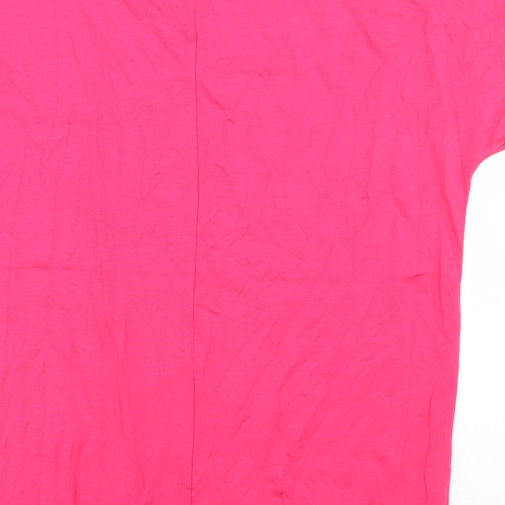 F&F Womens Pink  Polyester Basic T-Shirt Size 10 Crew Neck
