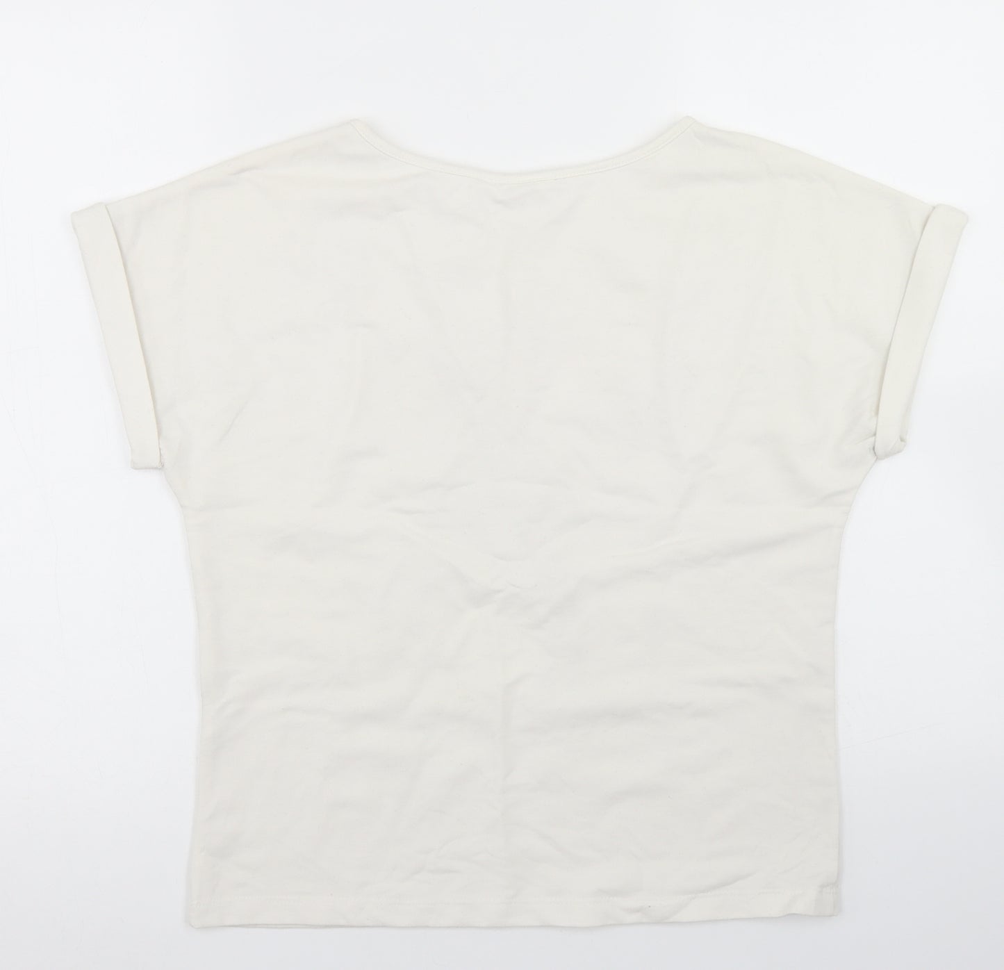 NAF NAF Womens White  Polyester Basic T-Shirt Size M Crew Neck - Lightning bolt