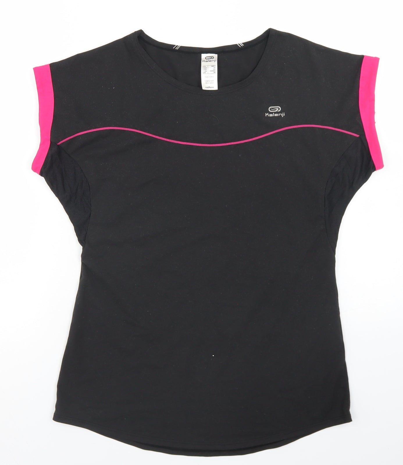 Kalenji Womens Black  Polyester Basic T-Shirt Size XS Crew Neck