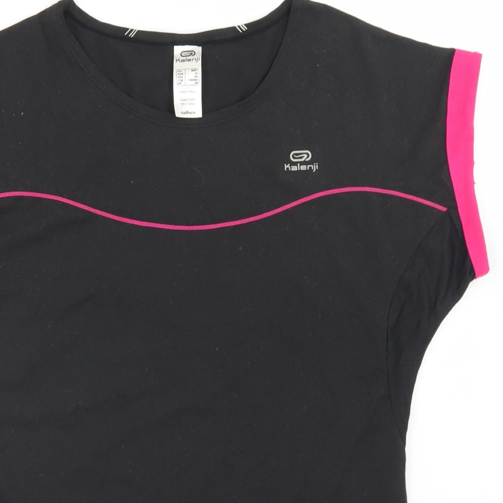 Kalenji Womens Black  Polyester Basic T-Shirt Size XS Crew Neck