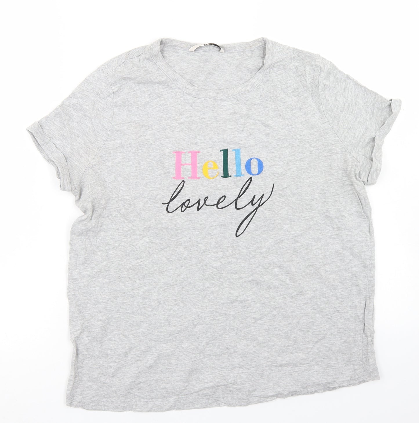 TU Womens Grey  Polyester Basic T-Shirt Size 12 Crew Neck - Hello Lovely
