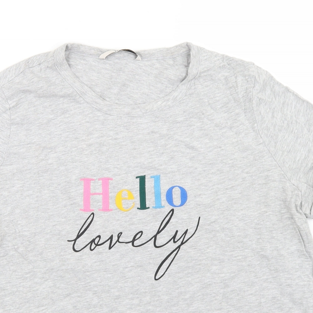 TU Womens Grey  Polyester Basic T-Shirt Size 12 Crew Neck - Hello Lovely
