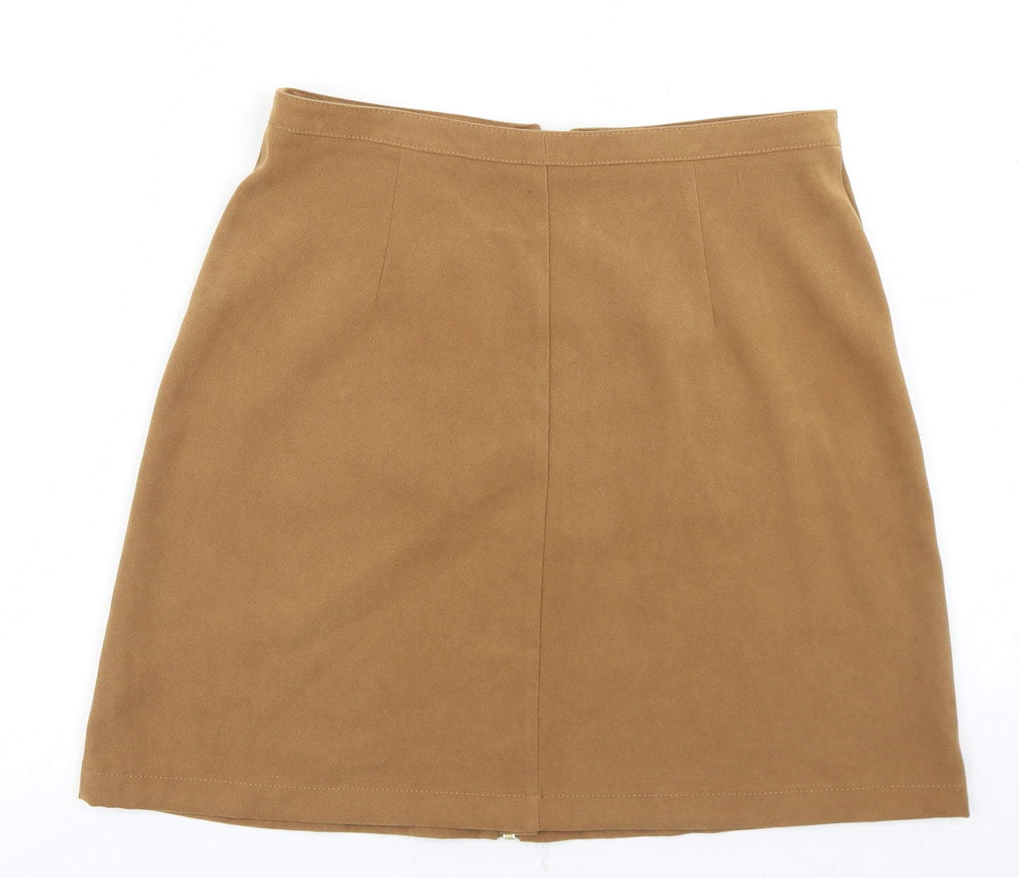 F&F Womens Brown  Polyester A-Line Skirt Size 8   Zip