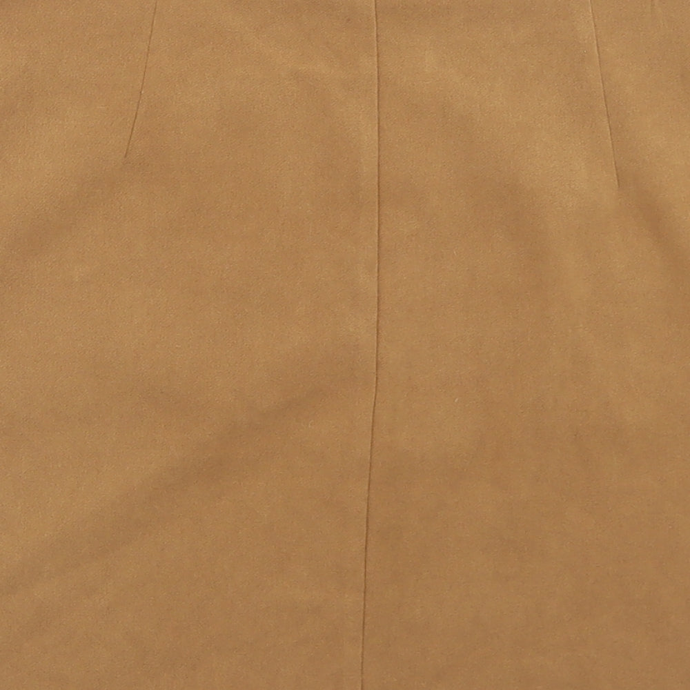 F&F Womens Brown  Polyester A-Line Skirt Size 8   Zip