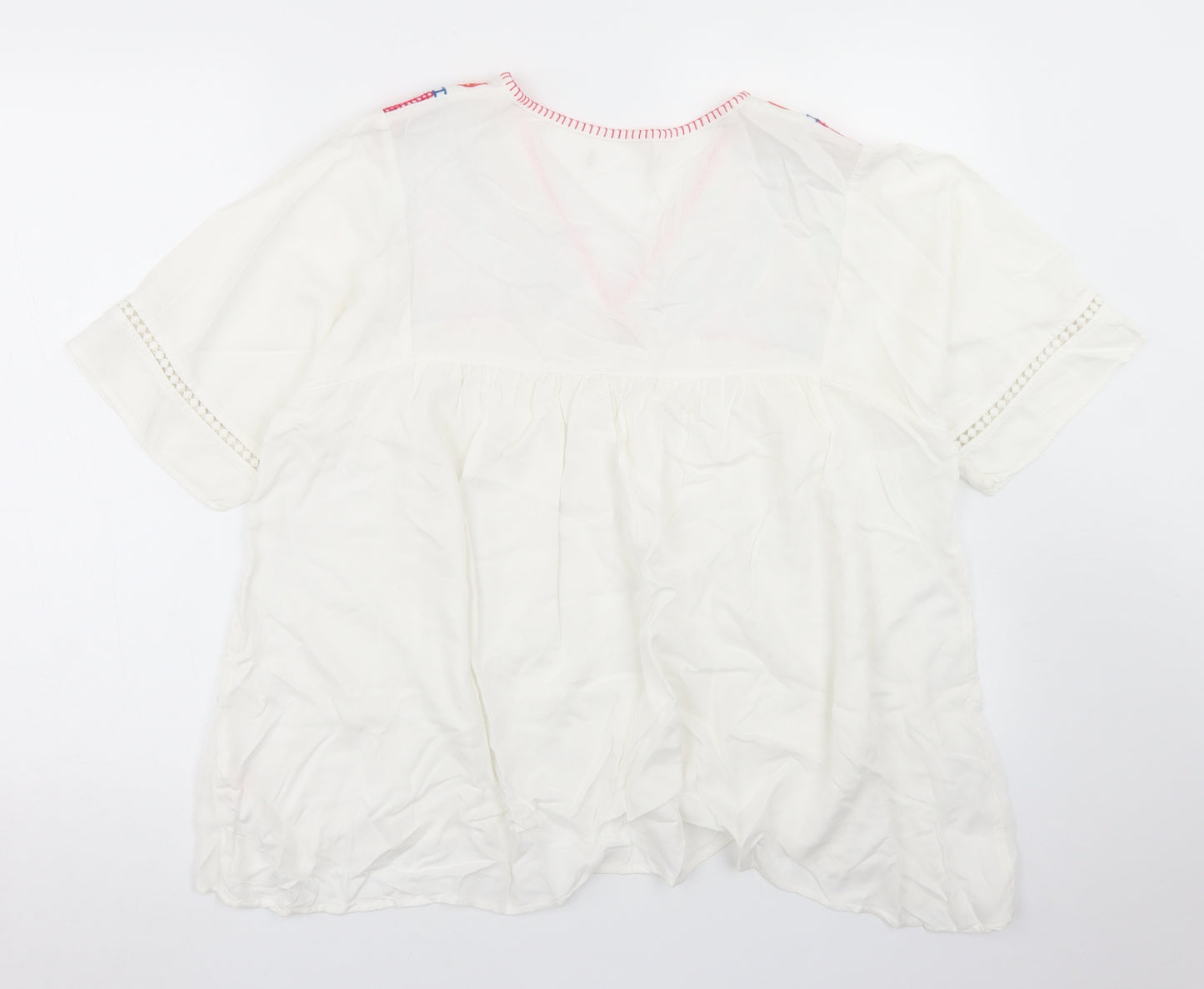 F&F Womens White  Viscose Basic Blouse Size 14 V-Neck