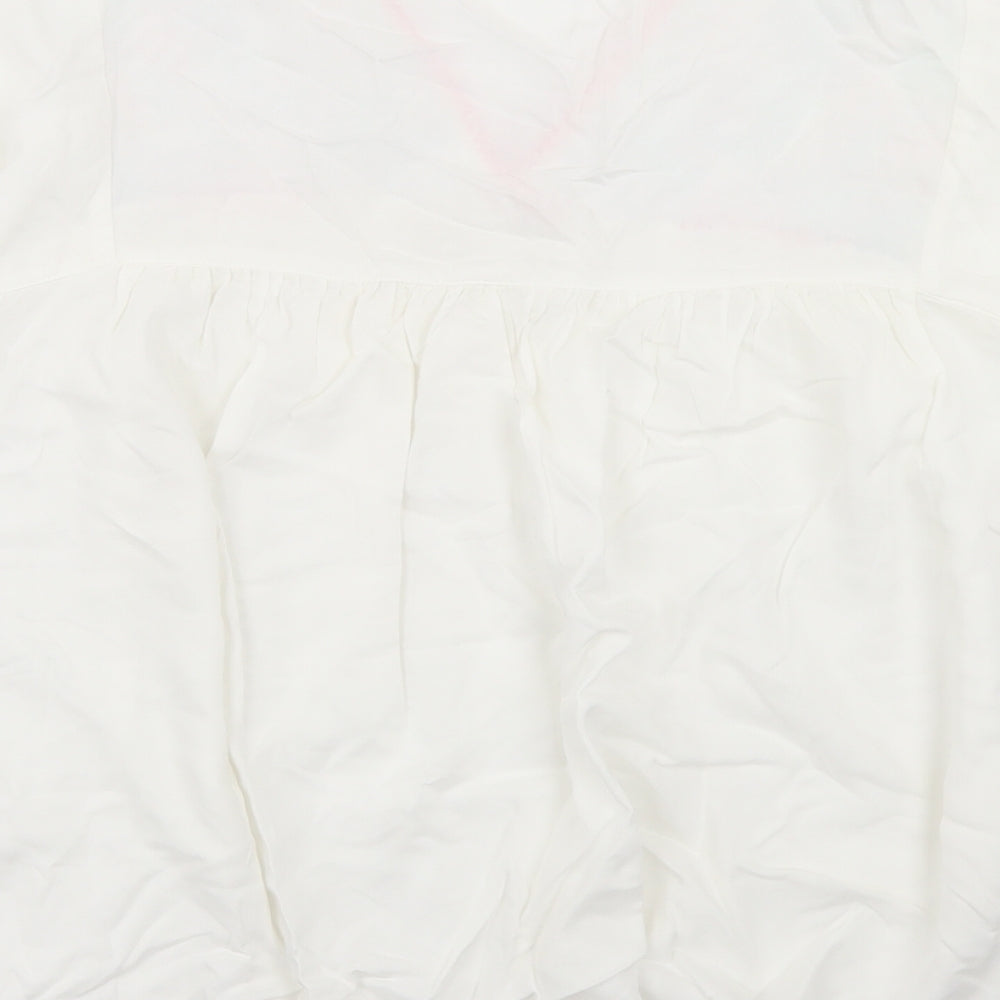 F&F Womens White  Viscose Basic Blouse Size 14 V-Neck