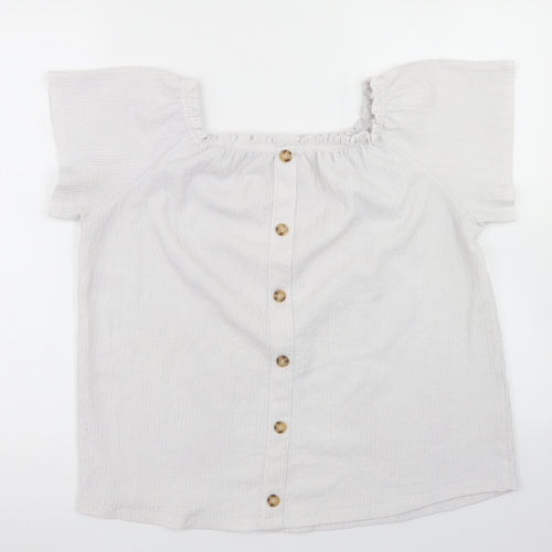 Yessica Womens White  Polyester Basic T-Shirt Size S Off the Shoulder