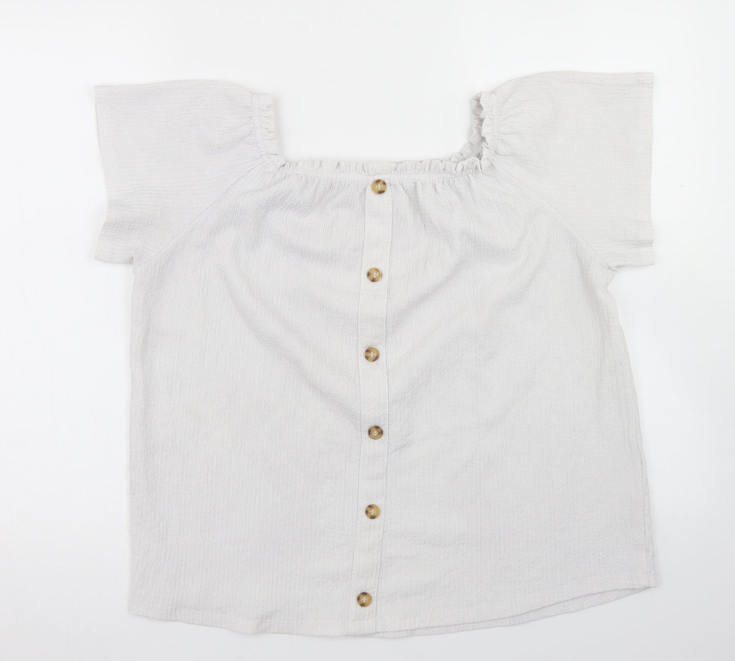 Yessica Womens White  Polyester Basic T-Shirt Size S Off the Shoulder