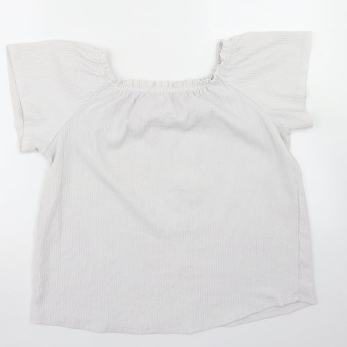 Yessica Womens White  Polyester Basic T-Shirt Size S Off the Shoulder