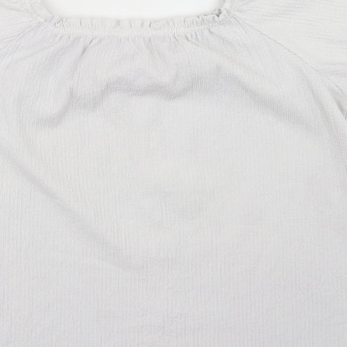 Yessica Womens White  Polyester Basic T-Shirt Size S Off the Shoulder