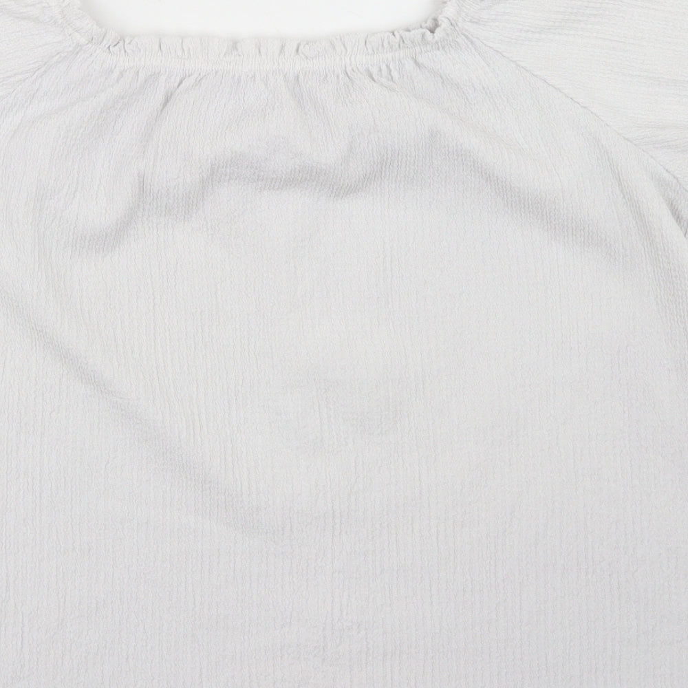 Yessica Womens White  Polyester Basic T-Shirt Size S Off the Shoulder