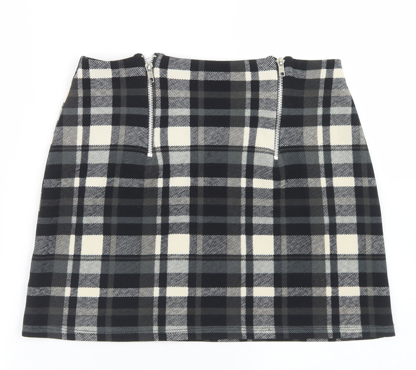 New Look Womens Grey Plaid Polyester A-Line Skirt Size 8