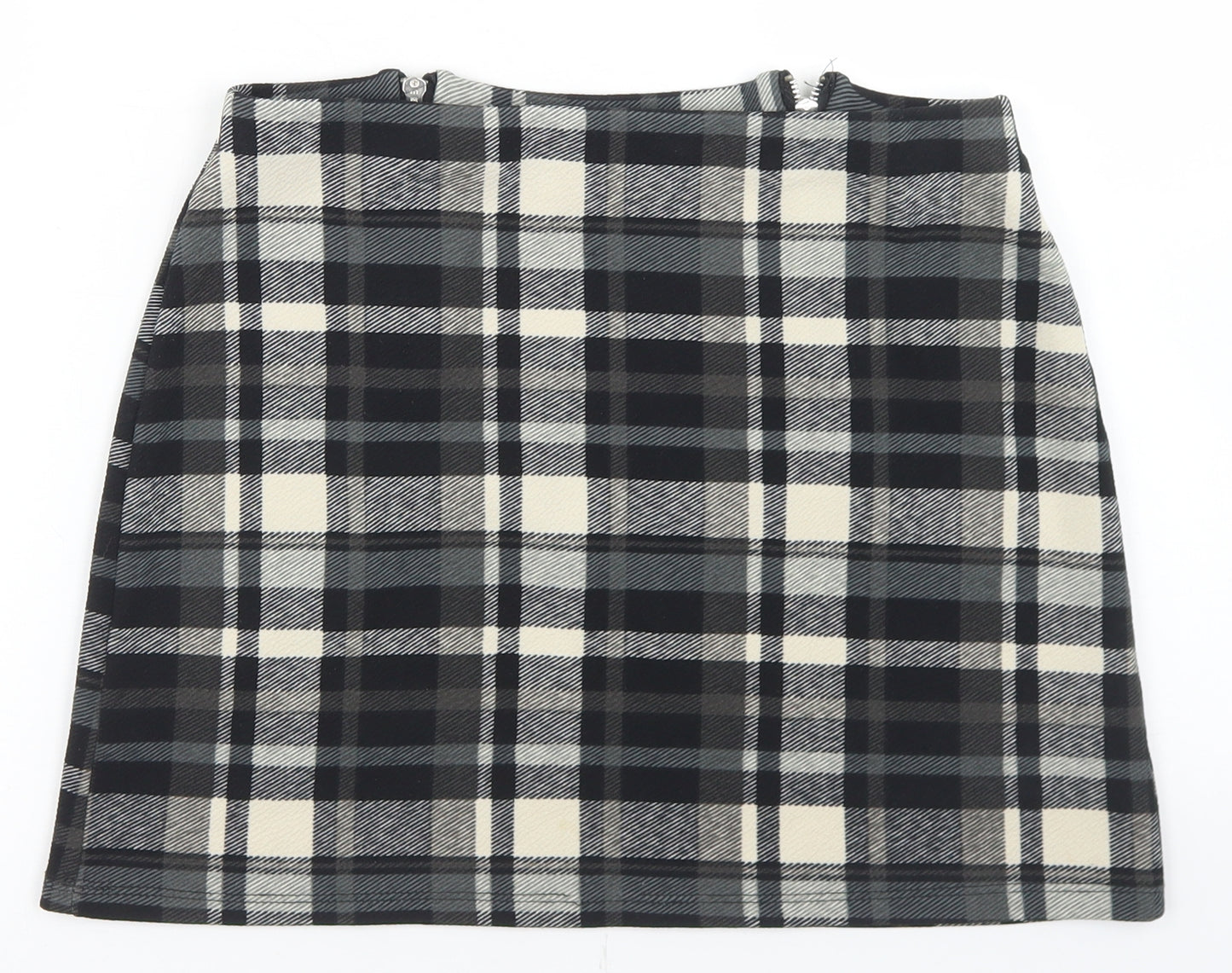 New Look Womens Grey Plaid Polyester A-Line Skirt Size 8