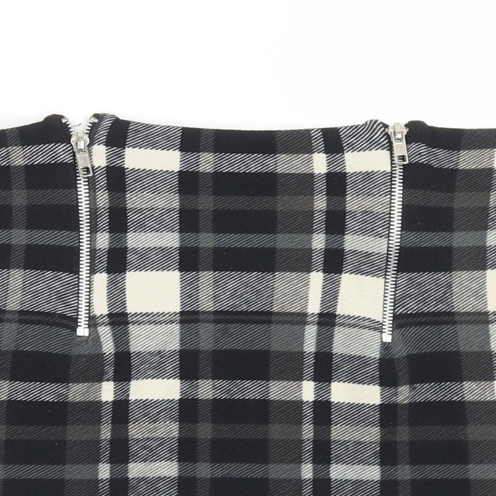 New Look Womens Grey Plaid Polyester A-Line Skirt Size 8