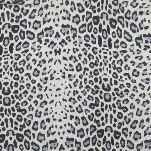 H&M Womens Grey Round Neck Animal Print Acrylic Pullover Jumper Size XS