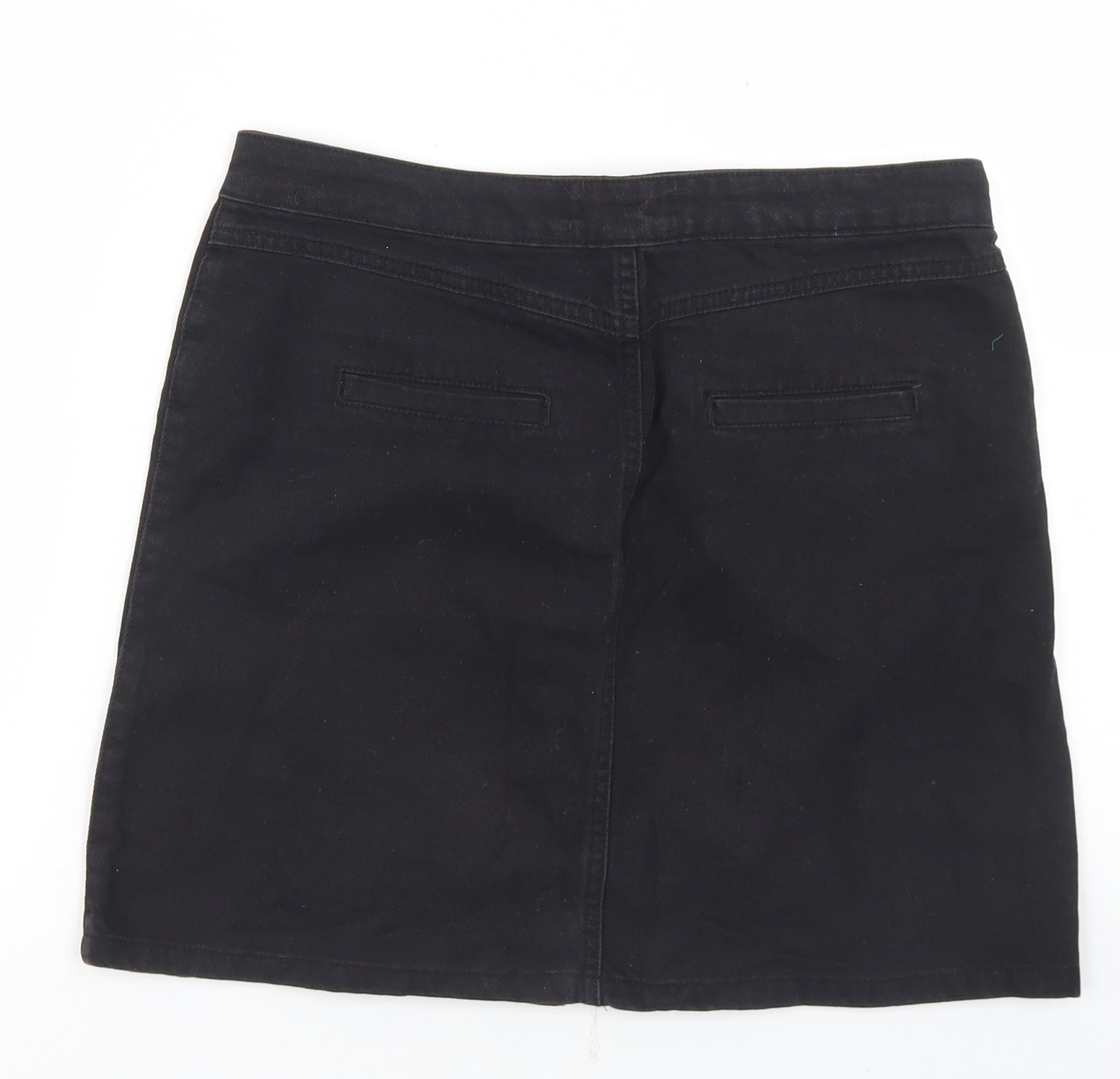New Look Womens Black  Cotton Mini Skirt Size 10   Button